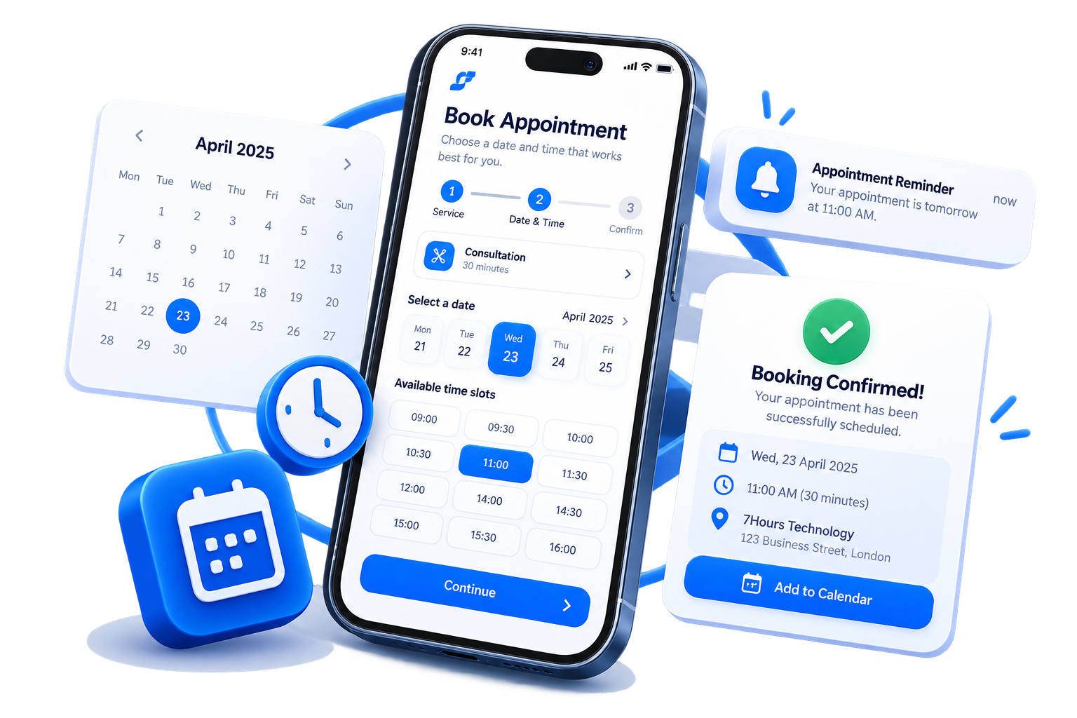 Online appointment booking system with calendar confirmations and automated reminders
